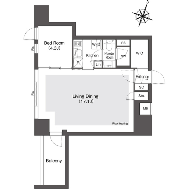 スタイリオ目黒大橋ＨＩＬＬＳＩＤＥ 002号室の間取り図